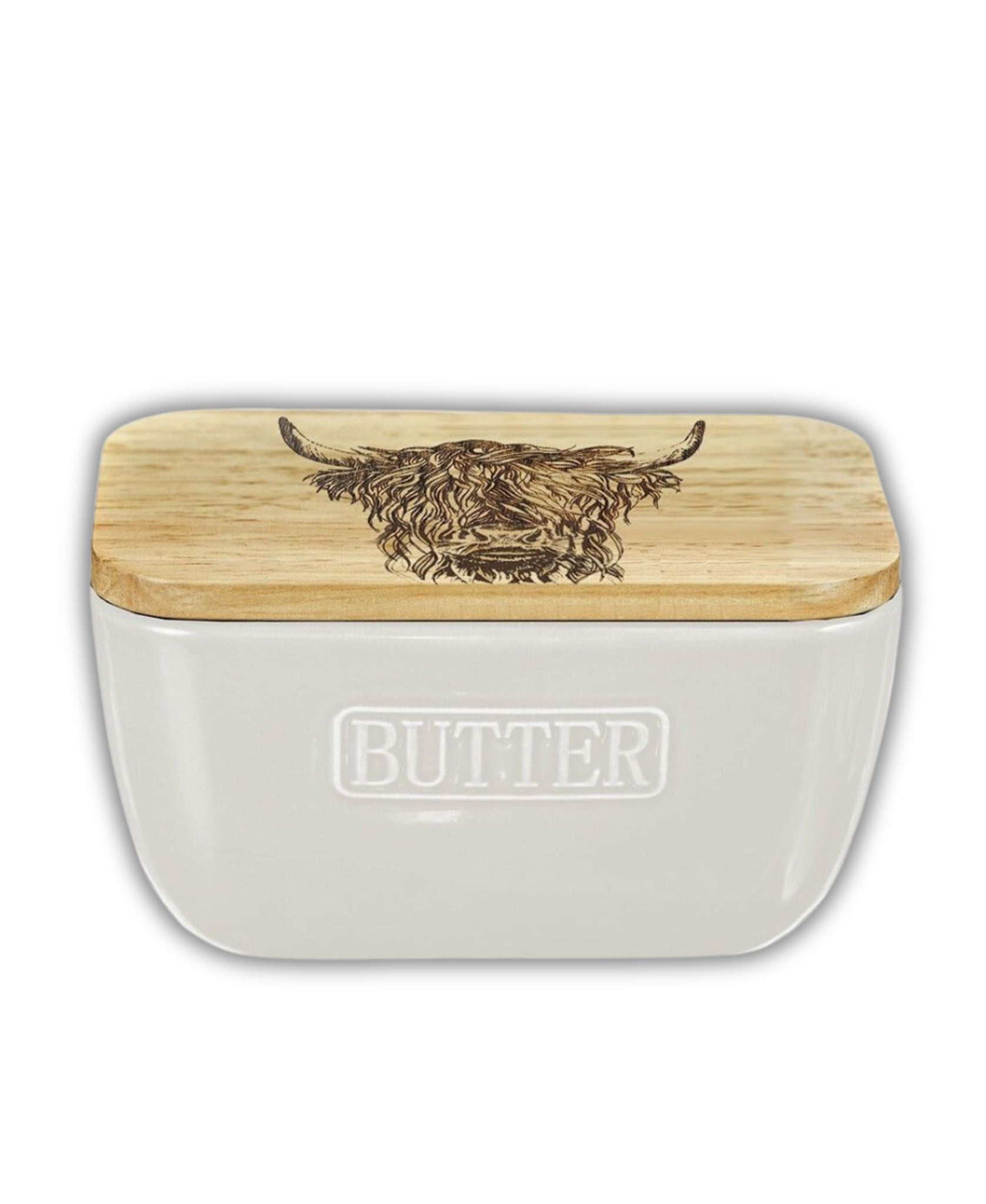 Highland Cow White Butter Dish