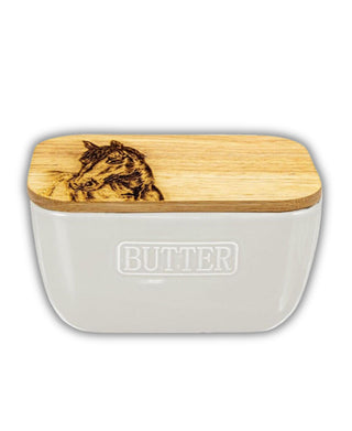 Horse Portrait White Butter Dish
