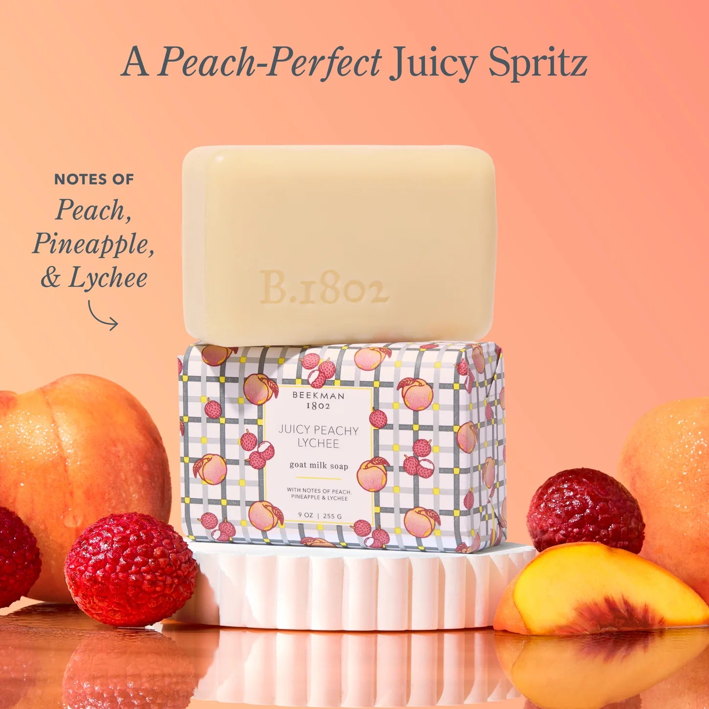 Beekman 1802 Juicy Peachy Lychee Goat Milk Bar Soap