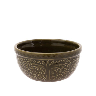 Leaf Embossed Bowl - Small - Olive Green