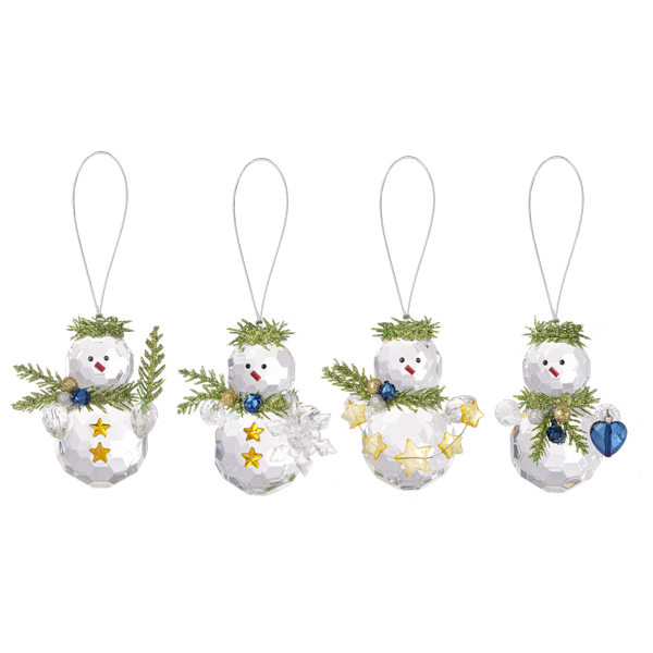 Teeny Mistletoe Snowman Ornaments - Blue