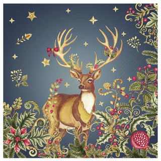 IHR Opulent Deer Blue Lunch Napkins
