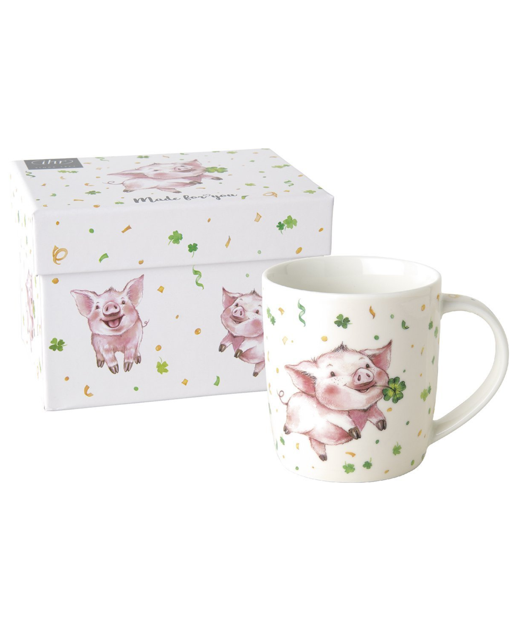 IHR Lucky Pig Cream Porcelain Mug