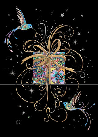 Bug Art Present With Birds Card Blank