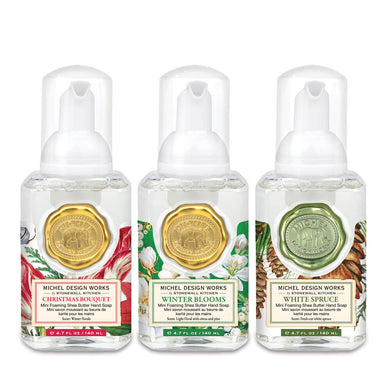 Michel Design Works Holiday Mini Foaming Hand Soap Set #24 (Christmas Bouquet, Winter Blooms & White Spruce)