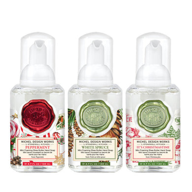 Michel Design Works - Holiday Mini Foaming Hand Soap Set #25 (Peppermint, White Spruce, It's Christmastime)