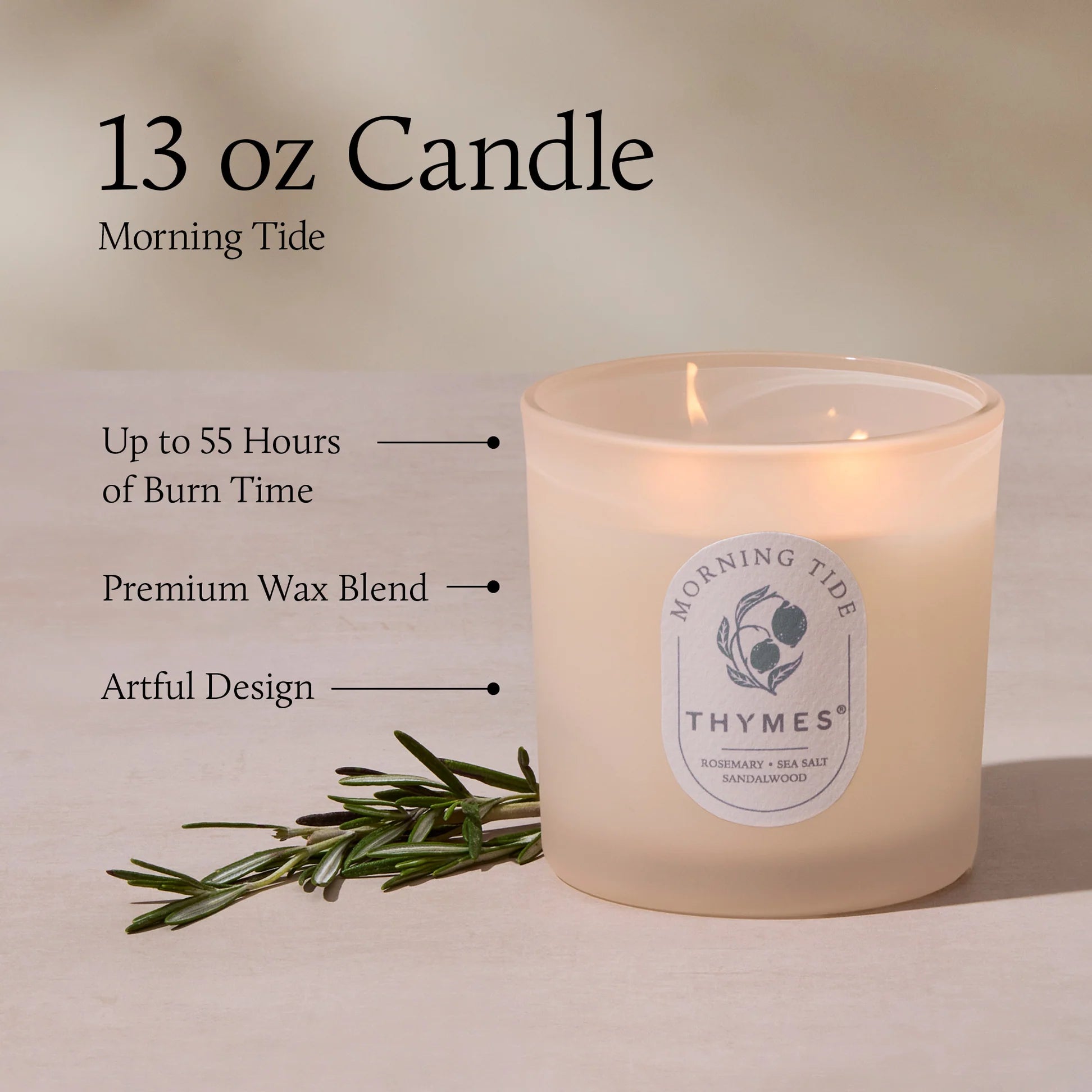 Thymes Morning Tide Poured 2 Wick Candle 13 oz