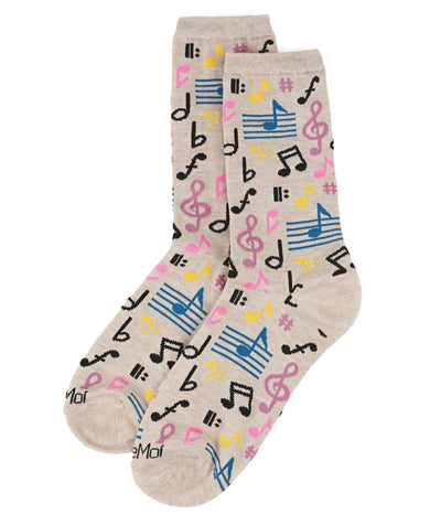 Women's Musical Notes Bamboo Crew Socks