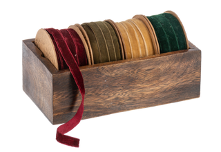 Le Grand Noel Velvet Ribbon 4 Pc. Set Wood Box