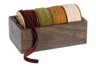 Holiday Ribbon In Wood Box Set