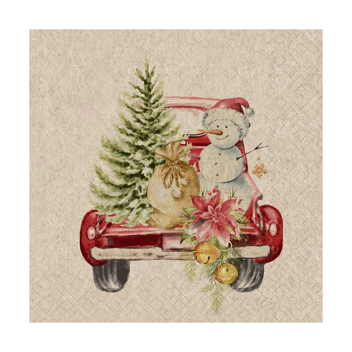 Car Snowman Naturals Luncheon Napkin