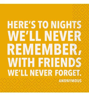 Here's To Nights We'll Never Remember Cocktail Napkins