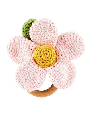 Stephan Baby Daisy Crochet Rattle - Pink