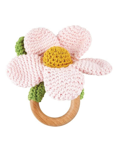 Stephan Baby Daisy Crochet Rattle - Pink