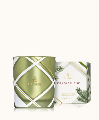 Thymes Frasier Fir Frosted Plaid 6.5 oz Poured Candle