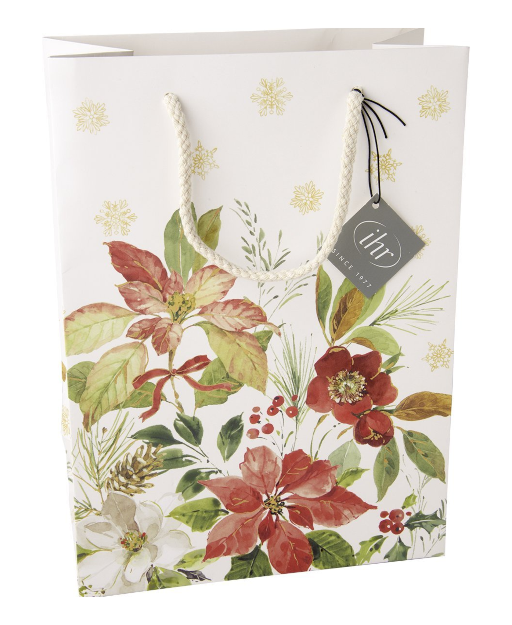 IHR Poinsettia Bouquet Cream Gift Bag