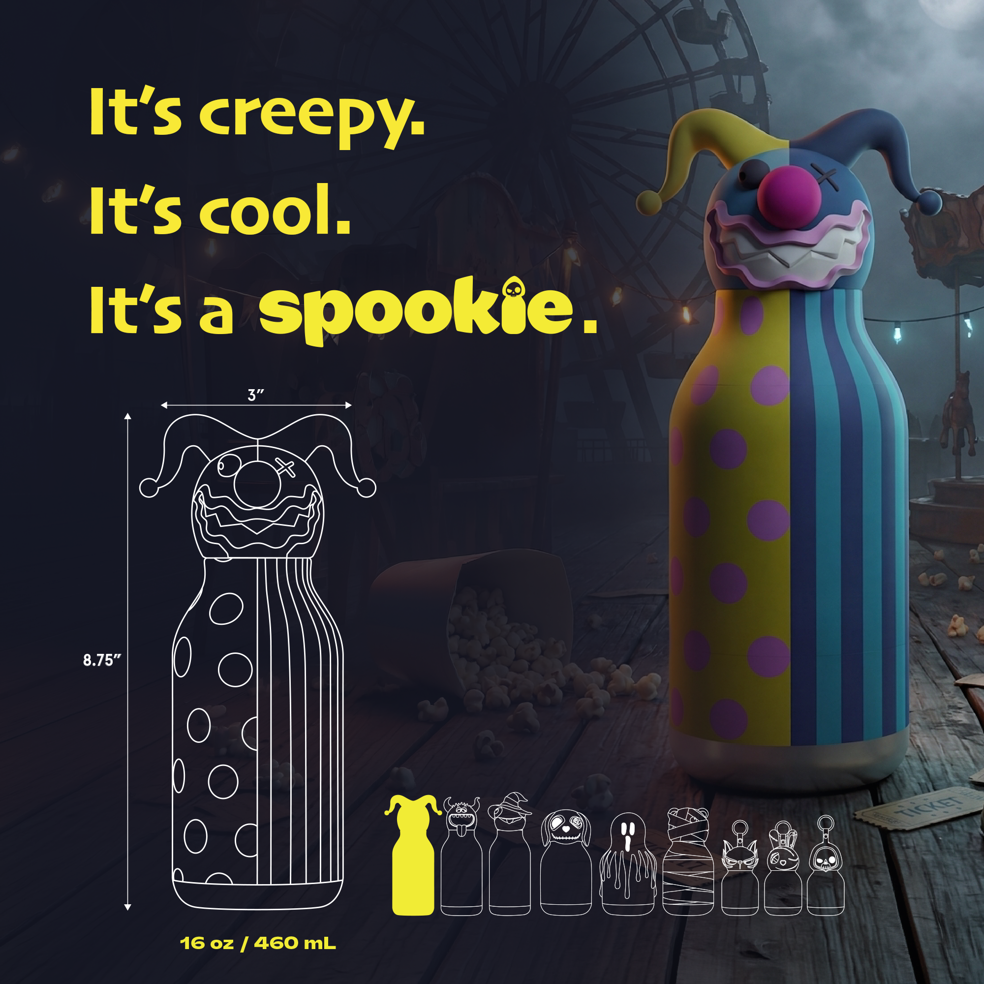 Asobu Spookies Bestie Clown Water Bottle