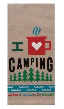 I Love Camping Chambray Tea Towel