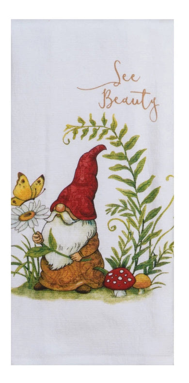 Garden Gnomes See Beauty Dual Purpose Terry Tea Towel