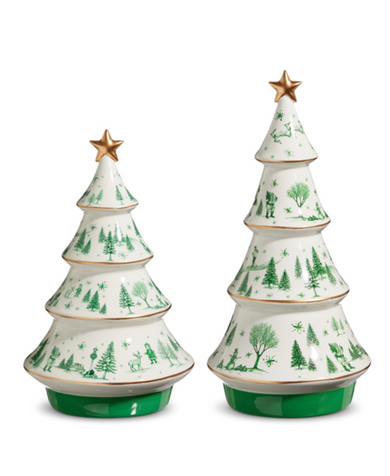 Vintage Christmas Scene Trees - Set of 2