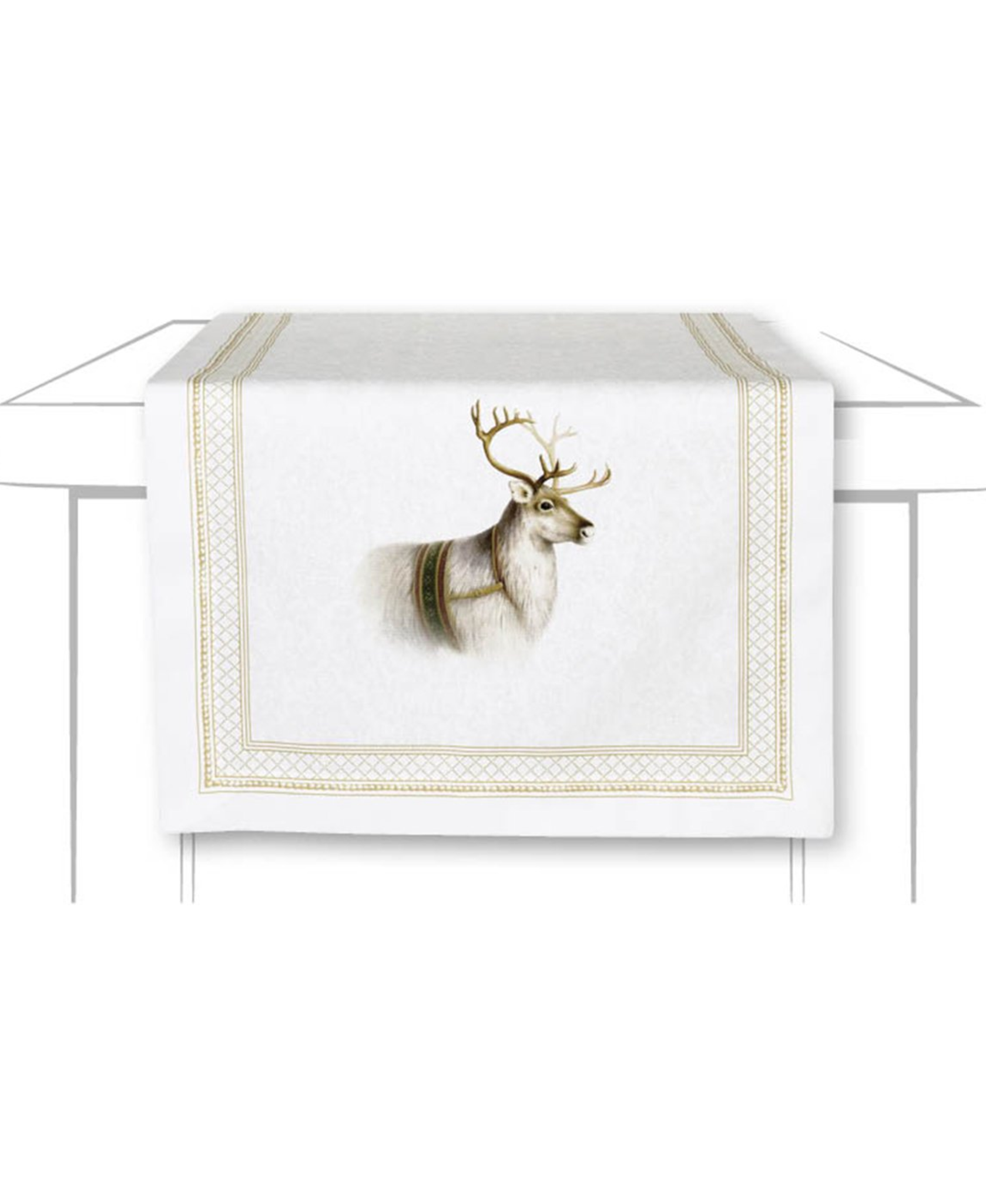 IHR Classic Christmas Reindeer Fabric Table Runner