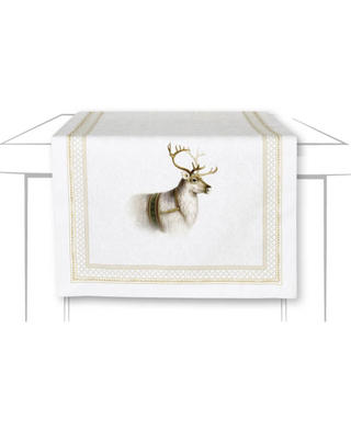 IHR Classic Christmas Reindeer Fabric Table Runner