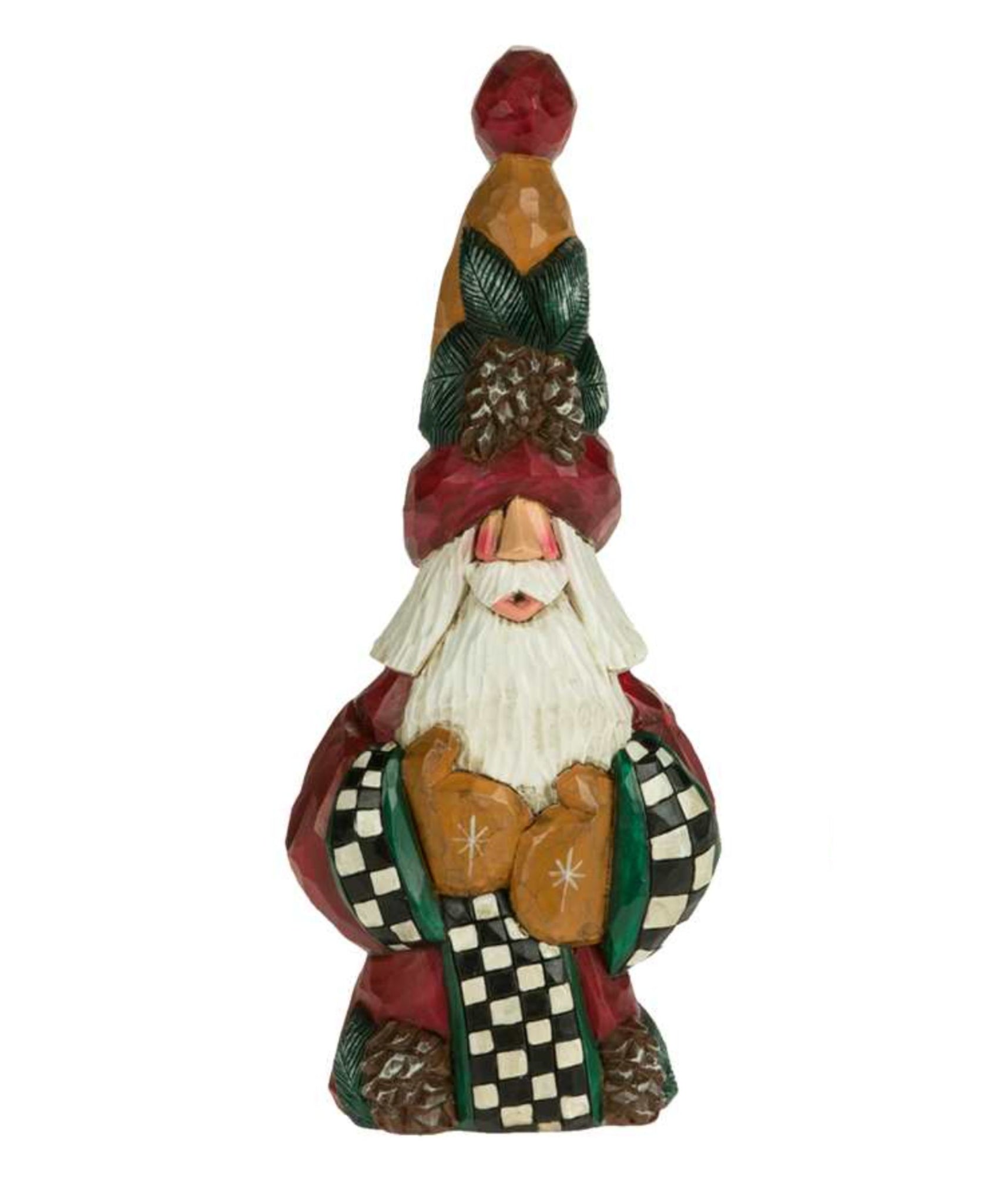 Cottage Carvings Pinecone Tall Hat Santa