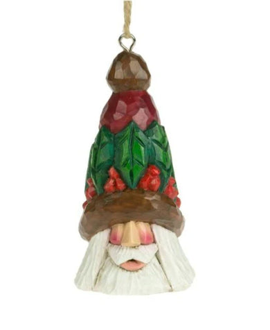 Cottage Carvings Holly Tall Hat Santa Ornament