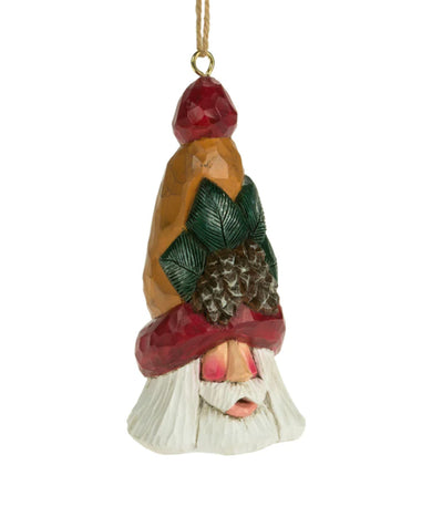 Cottage Carvings Pinecone Tall Hat Santa Ornament