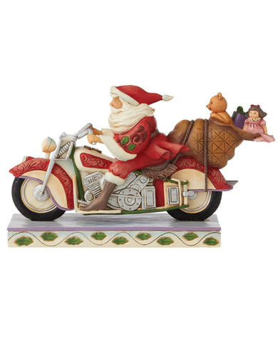 Jim Shore: Cruisin' Towards Christmas Santa Riding Motorcycle