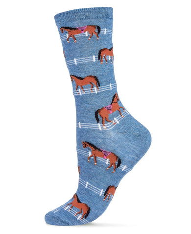 Women's Show Pony Bamboo Blend Crew Socks