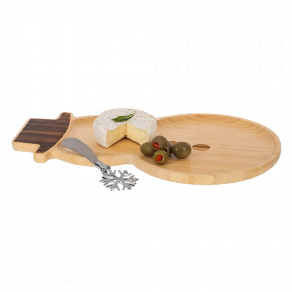 Snowman Cheese Board and Snowflake Spreader Set