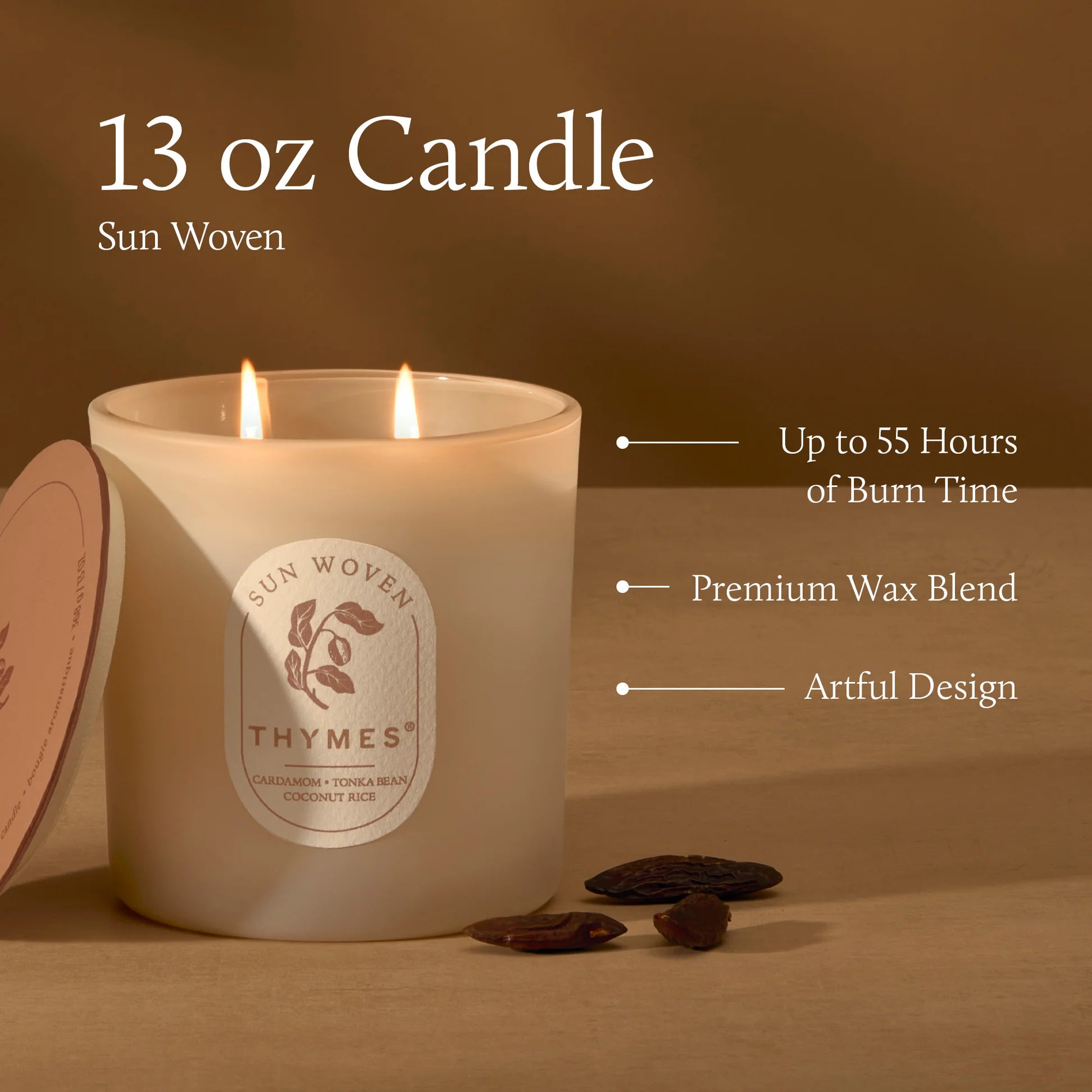 Thymes Sun Woven 2 Wick Candle 13 oz