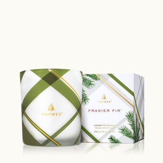 Thymes Frasier Fir Frosted Plaid Medium Candle 10oz