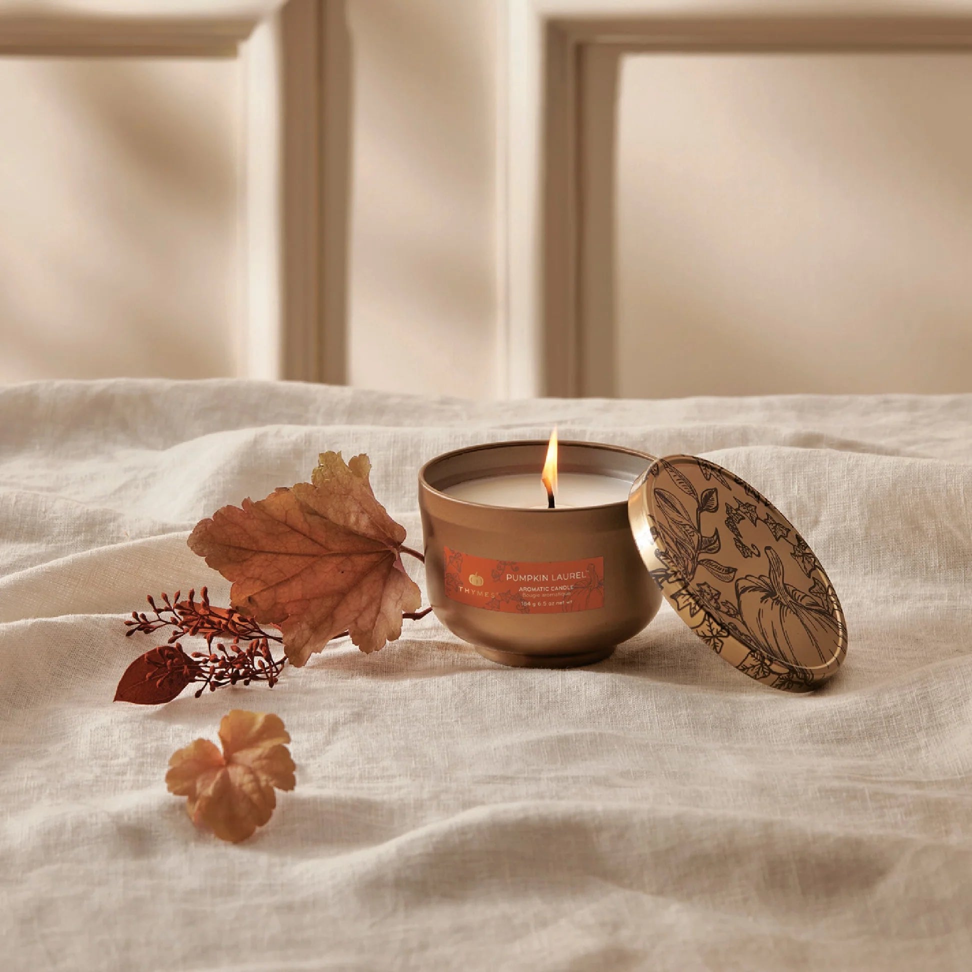 Thymes Pumpkin Laurel Tin Candle