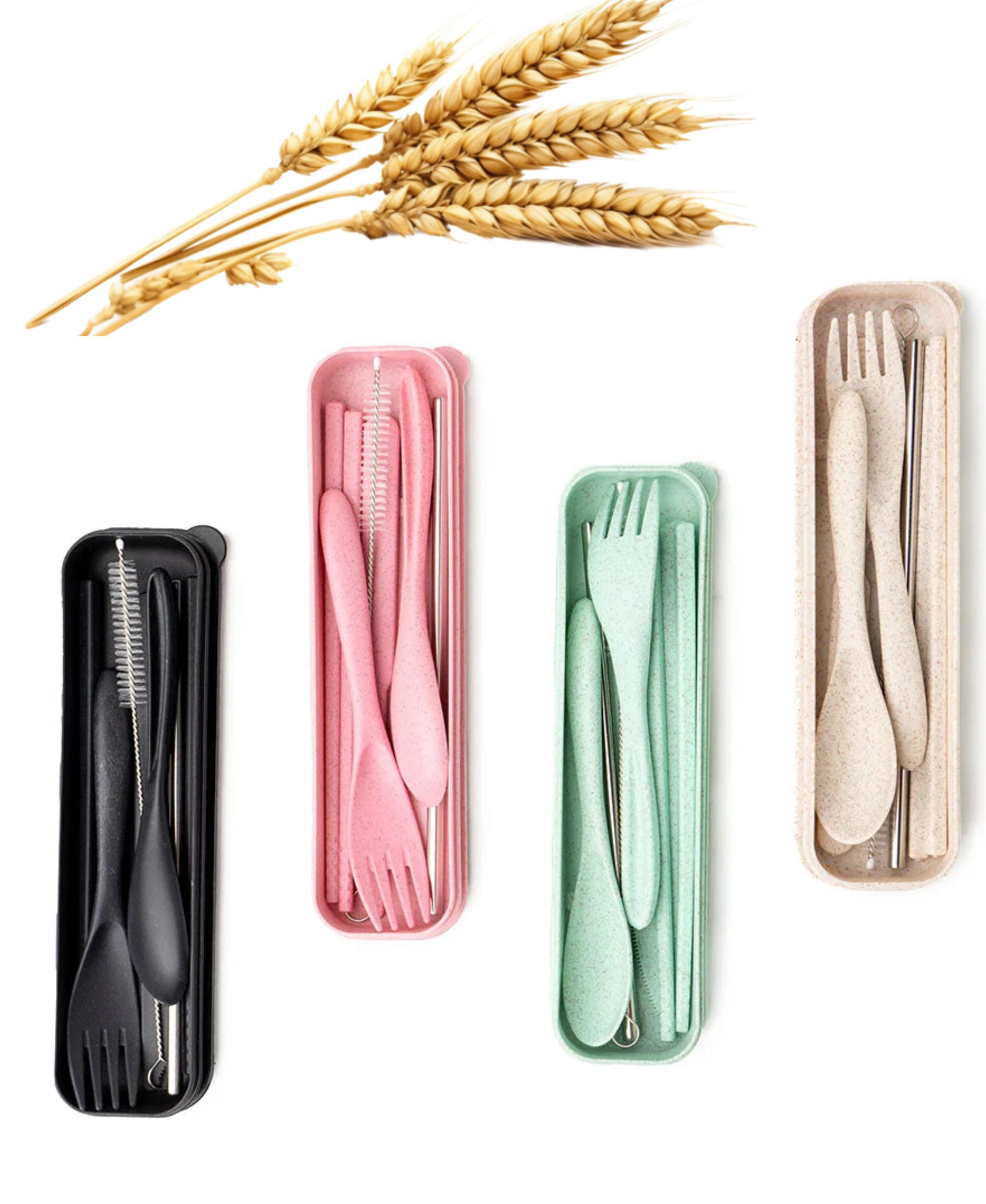 On The Go Wheat Straw Utensil Set