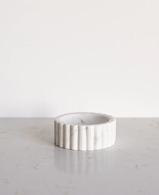 Luxe B Co. White Marble Fluted Soap Dish