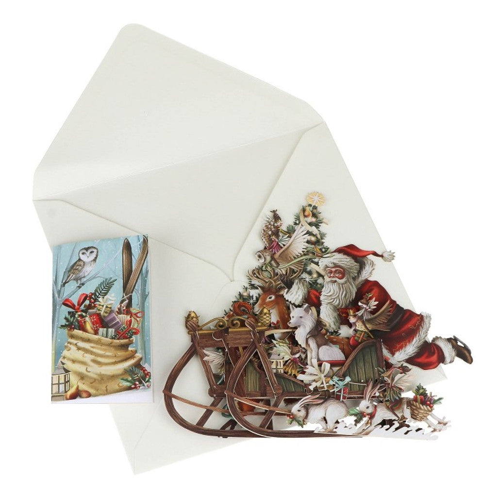 Me & McQ Woodland Sleigh 3D Pop Up Christmas Card
