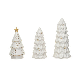 Stoneware Christmas Trees With 1 LED