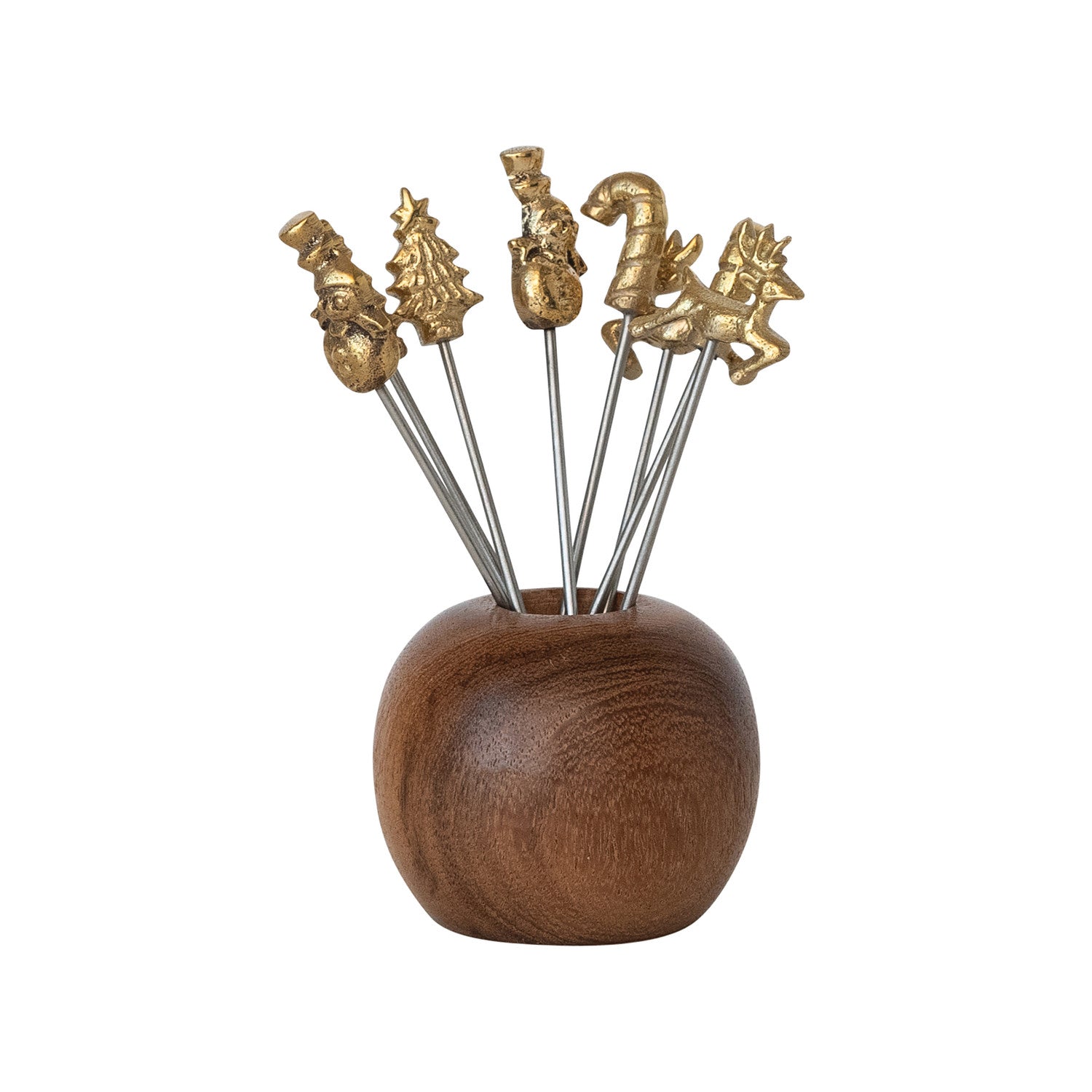 Mango Wood Holder with Festive Appetizer Picks