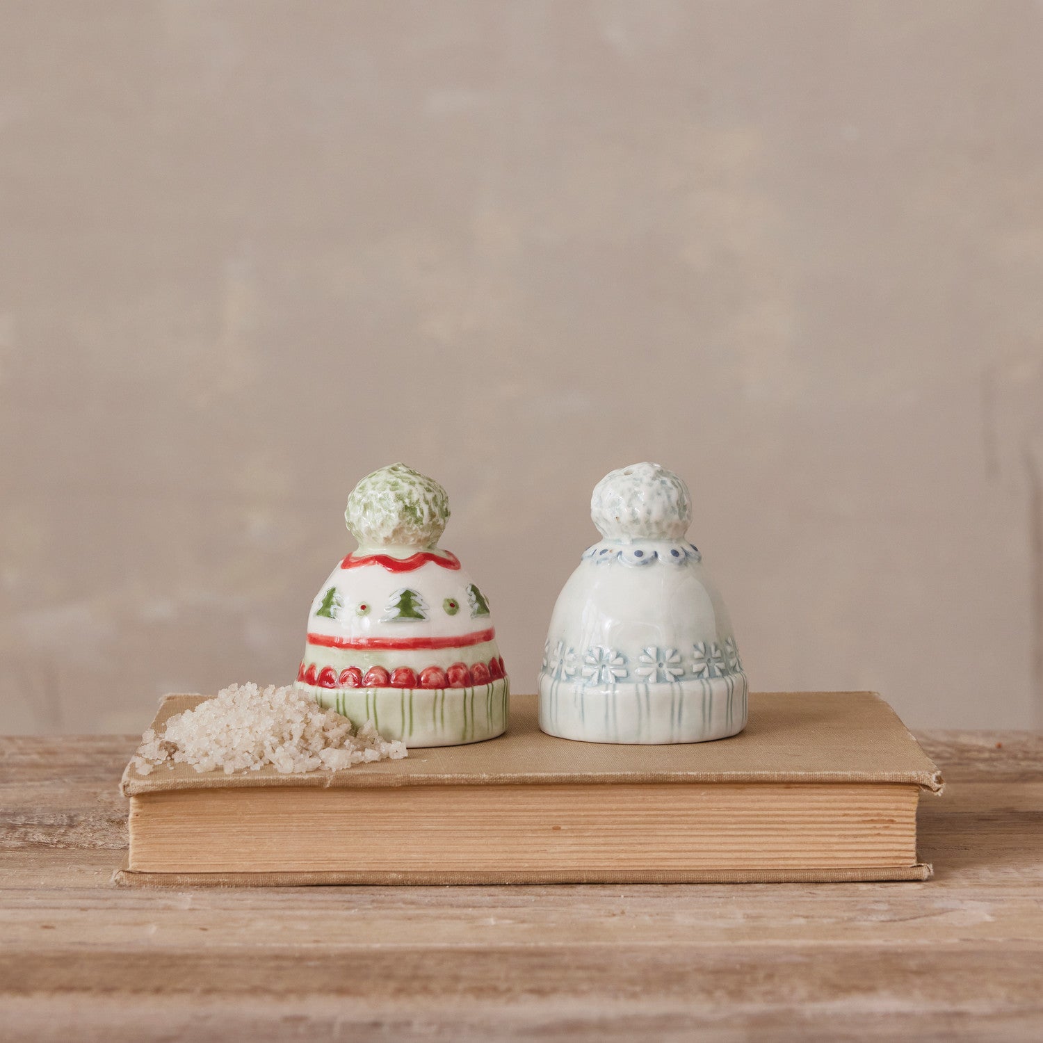 Stoneware Beanie Hat Salt & Pepper Shakers