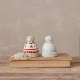 Stoneware Beanie Hat Salt & Pepper Shakers