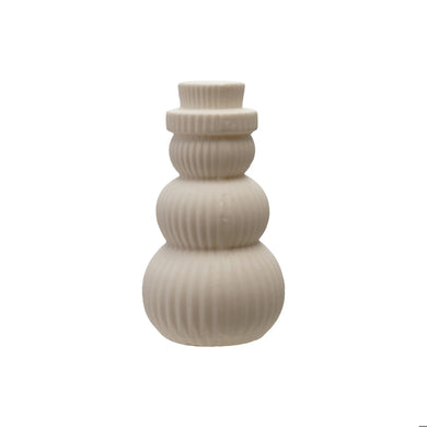 Stoneware Bisque Pleated LED Snowman, Large
