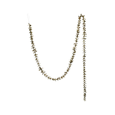 Faux Boxwood Garland with Glitter, Gold Finish