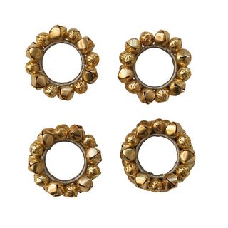 Handmade Metal Jingle Bell Napkin Rings Gold