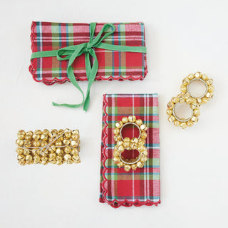 Handmade Metal Jingle Bell Napkin Rings Gold