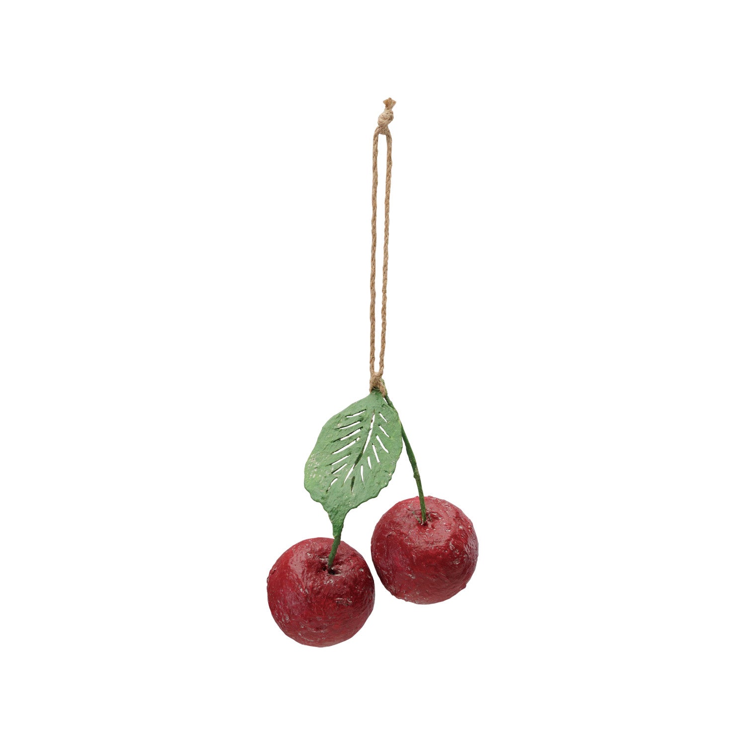 Handmade Paper Mache Cherries Ornament