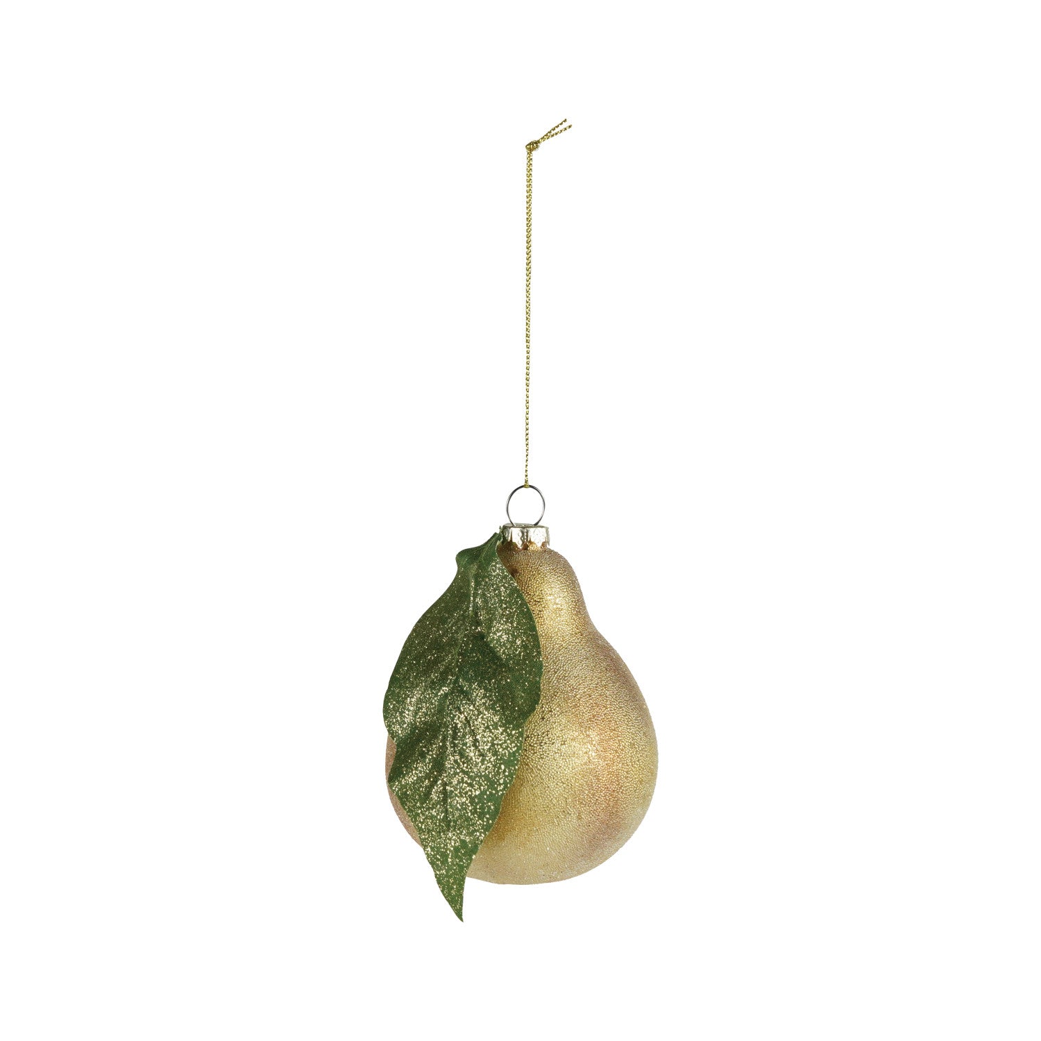 Glass Pear Ornament With Yellow & Green Glitter