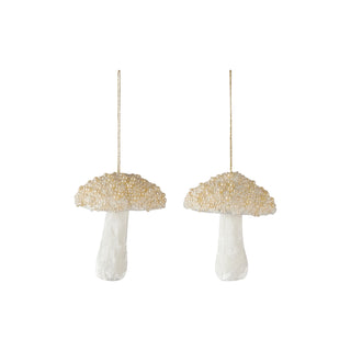 Mushroom Ornament With Beads & Glitter