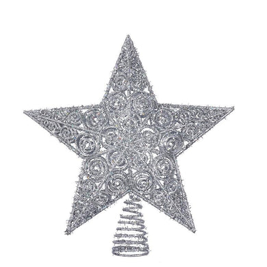 Silver Glitter Star Tree Topper 12